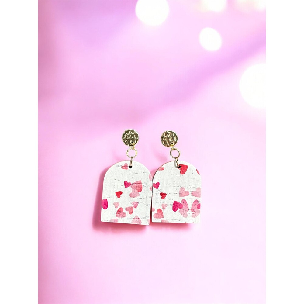 Heart Print Dangle Earrings, Valentines Day Jewelry